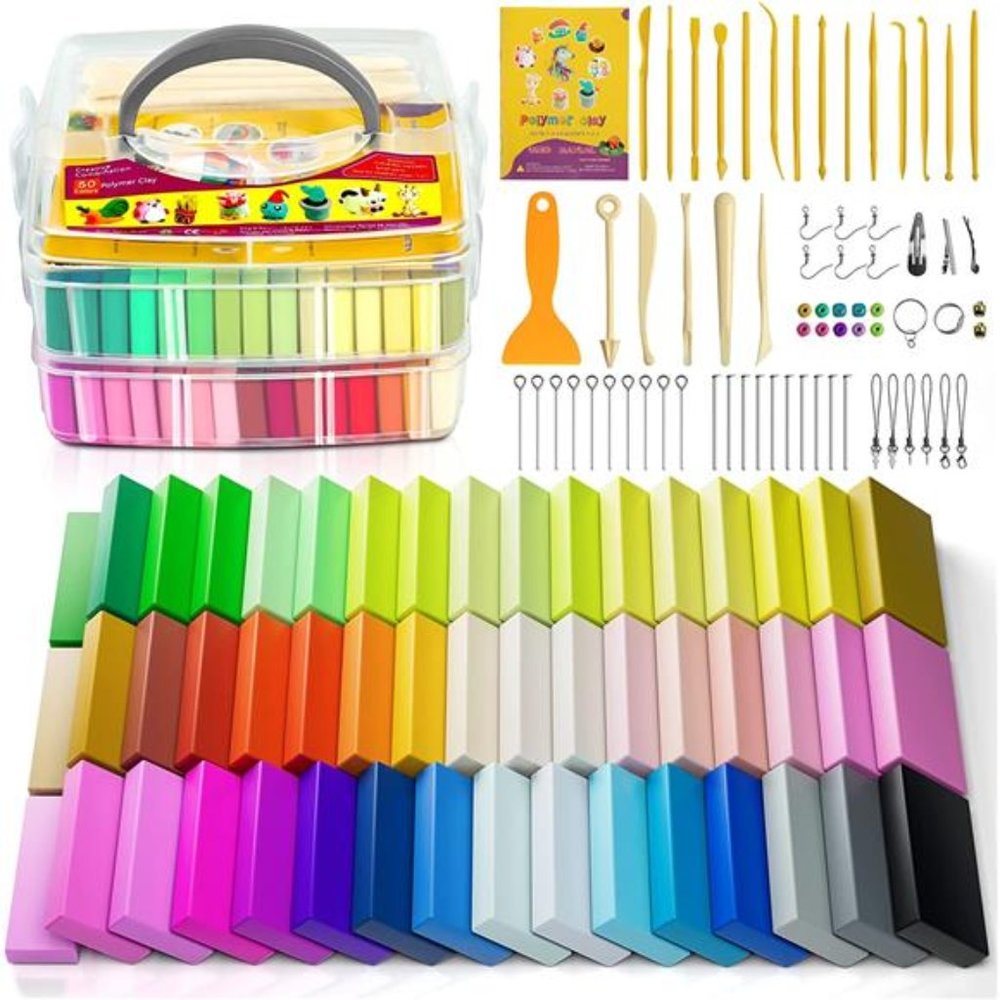 Polymer Clay 50 Colors, Modeling Clay for Kids Non-Toxic with Sculpting Tools